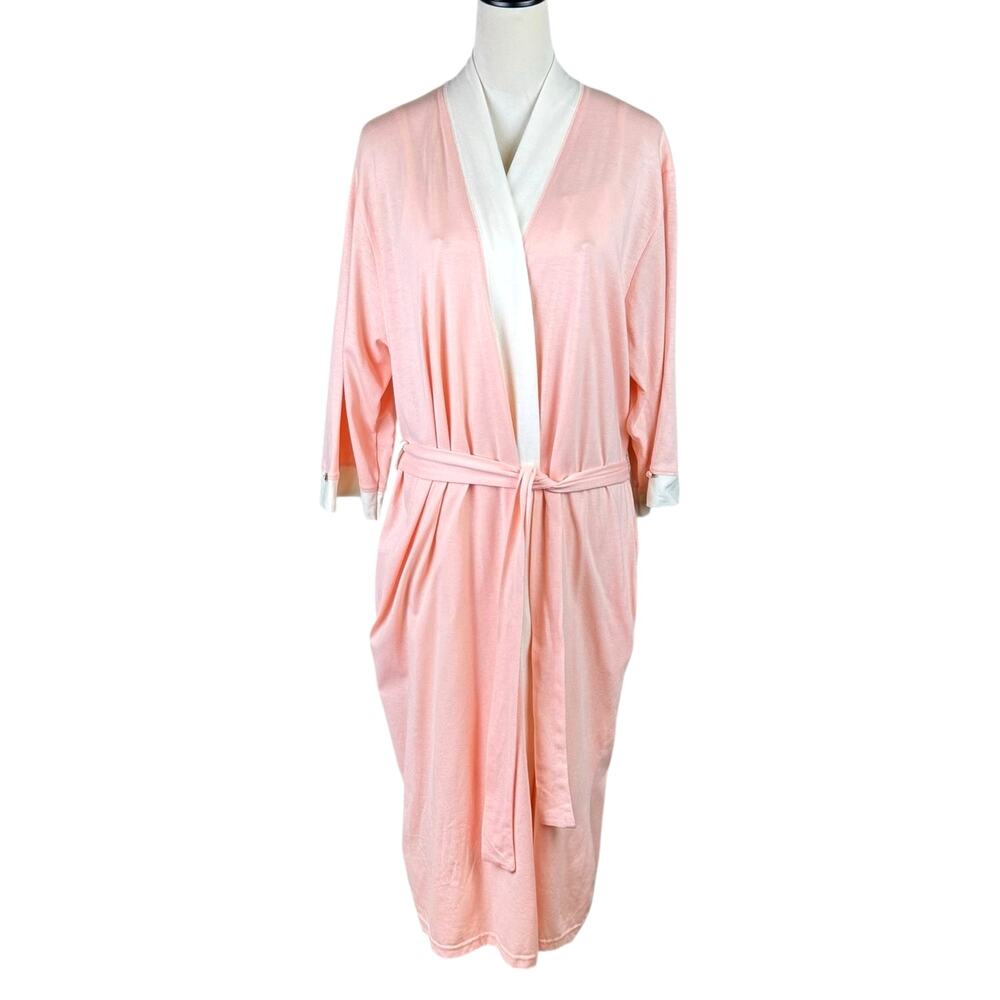 Vintage Silhouettes Pink Loungewear Camisole Dress and Belted Robe Set
